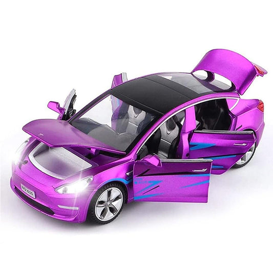 OPPCARE 1/32 Pull Back Toy Car with Sound Light for Kids 3+ Birthday Gifts-Purple