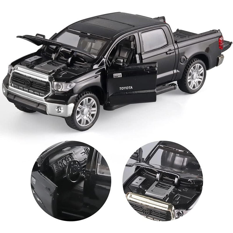 OPPCARE Pull Back Pickup Truck Model 1/32 with Sound and Light Gifts for Kids-Black