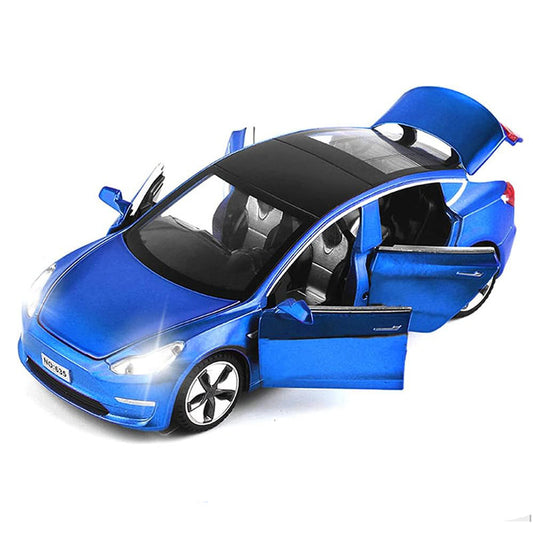 OPPCARE 1/32 Pull Back Toy Car with Sound Light for Kids 3+ Birthday Gifts-Blue