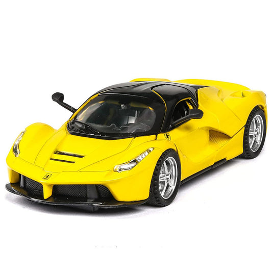 OPPCARE Pull Back Vehicle 1:32 Scale with Lights and Sounds Alloy Die Cast-Yellow