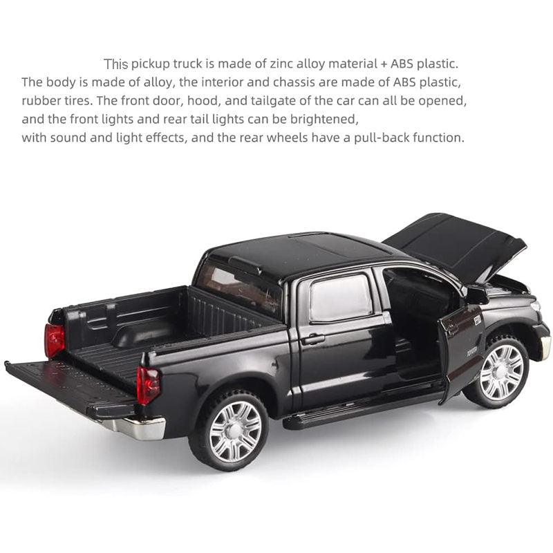 OPPCARE Pull Back Pickup Truck Model 1/32 with Sound and Light Gifts for Kids-Black