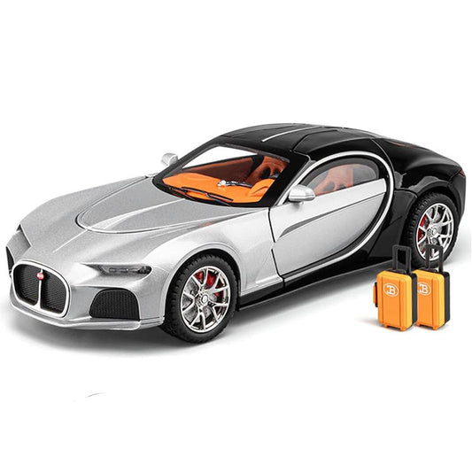 OPPCARE Pull Back Model Car 1:24 Alloy Die Cast with Sound Light Great Gifts-Silver Black