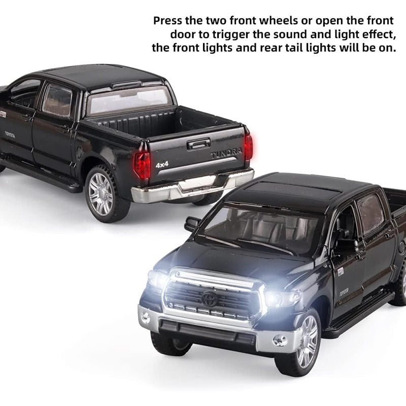 OPPCARE Pull Back Pickup Truck Model 1/32 with Sound and Light Gifts for Kids-Black