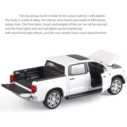 OPPCARE Pull Back Pickup Truck Model 1/32 with Sound and Light Gifts for Kids-White