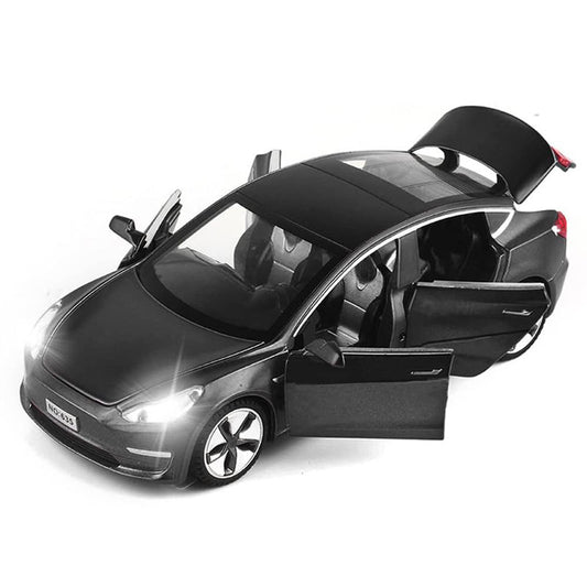 OPPCARE 1/32 Pull Back Toy Car with Sound Light for Kids 3+ Birthday Gifts-Black