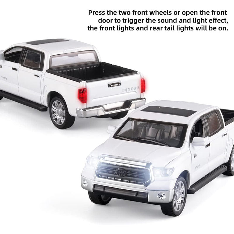 OPPCARE Pull Back Pickup Truck Model 1/32 with Sound and Light Gifts for Kids-White