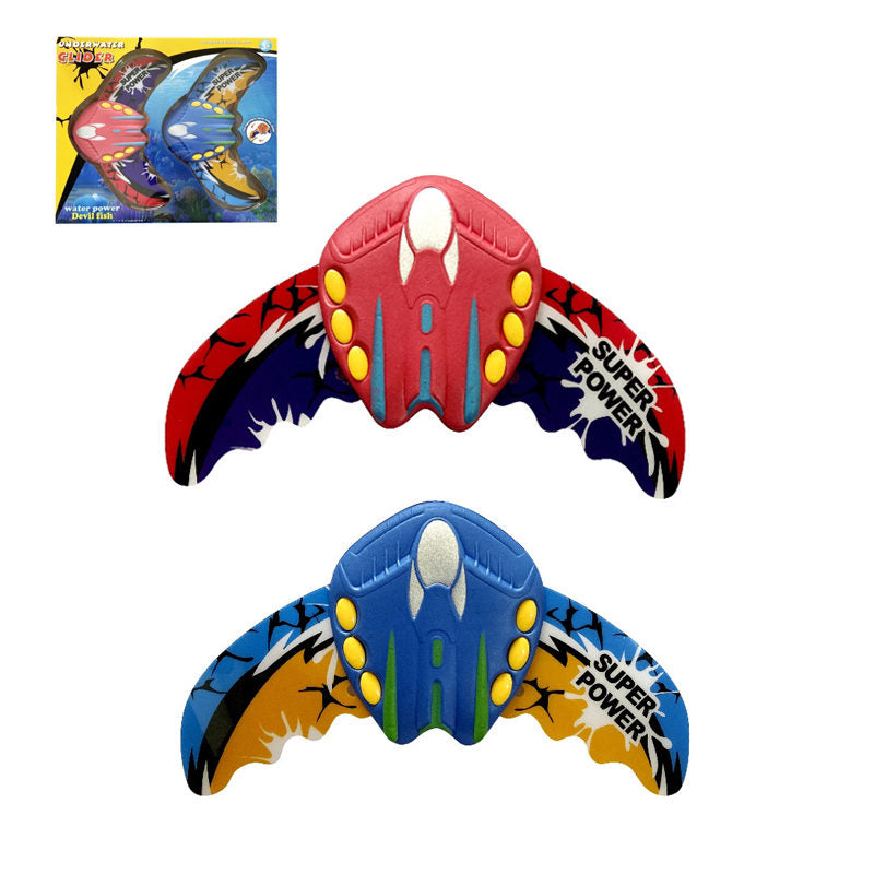 OPPCARE 2Pack Stingray Underwater Glider Self-Propelled Swimming Pool Toy Adjustable Fins for Kids 305-Red Blue