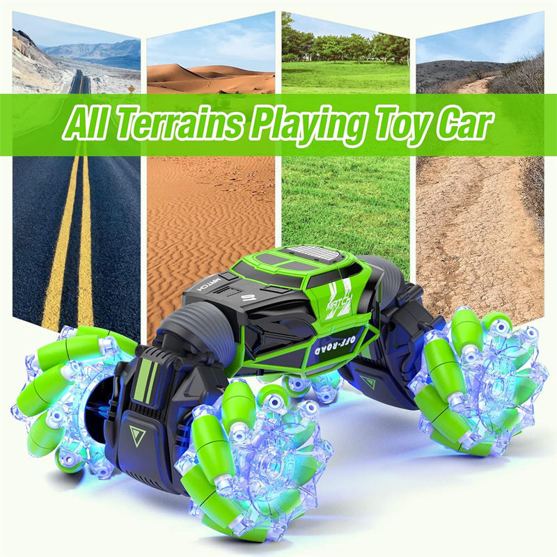 OPPCARE Gesture Sensor Car Remote Control Twisting Car Dancing Off-Road Car Childrens Toys-Green