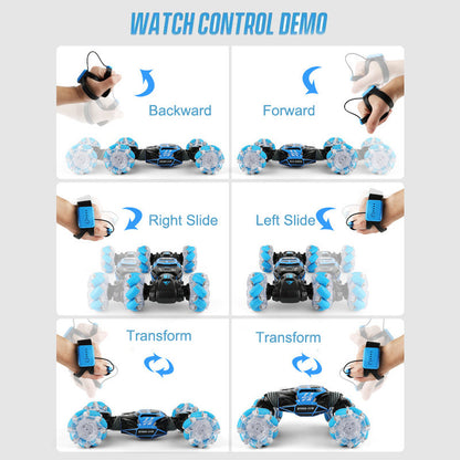 OPPCARE Gesture Sensor Car Remote Control Twisting Car Dancing Off-Road Car Childrens Toys-Blue