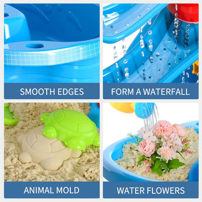 OPPCARE Sand Water Table Toys for Toddlers Kids 3-Tier Outdoor Water Activity Tables Beach Toys