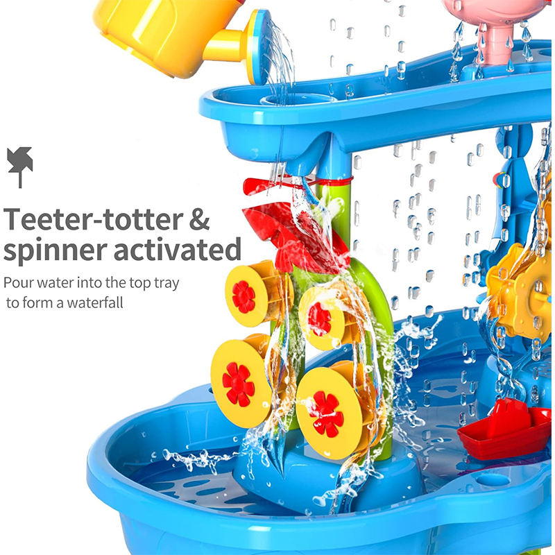 OPPCARE Sand Water Table Toys for Toddlers Kids 3-Tier Outdoor Water Activity Tables Beach Toys