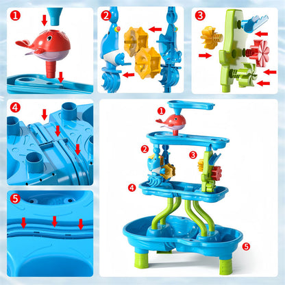 OPPCARE Kids Sand Water Table Toys 4 Tier Beach Summer Toys Kids Water Sensory Tables