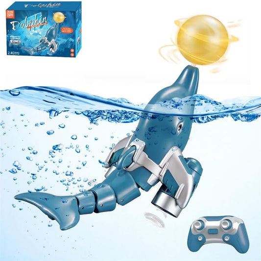 OPPCARE Remote Control Dolphin Toy for Kids 2.4GHz RC Dolphin with Dolphin Head Ball Rotation for Lake River Pool