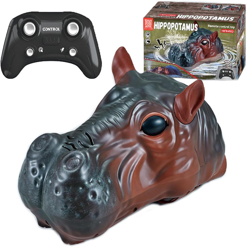 OPPCARE Remote Control Animals 2.4GHZ Waterproof Simulated Hippo RC Boat with Spray Water Pumps