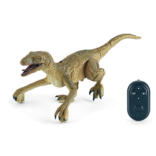 OPPCARE Remote Control Dinosaur Toys for Kids Electric Velociraptor with Light Sound for Boys and Girls-3706 Brown