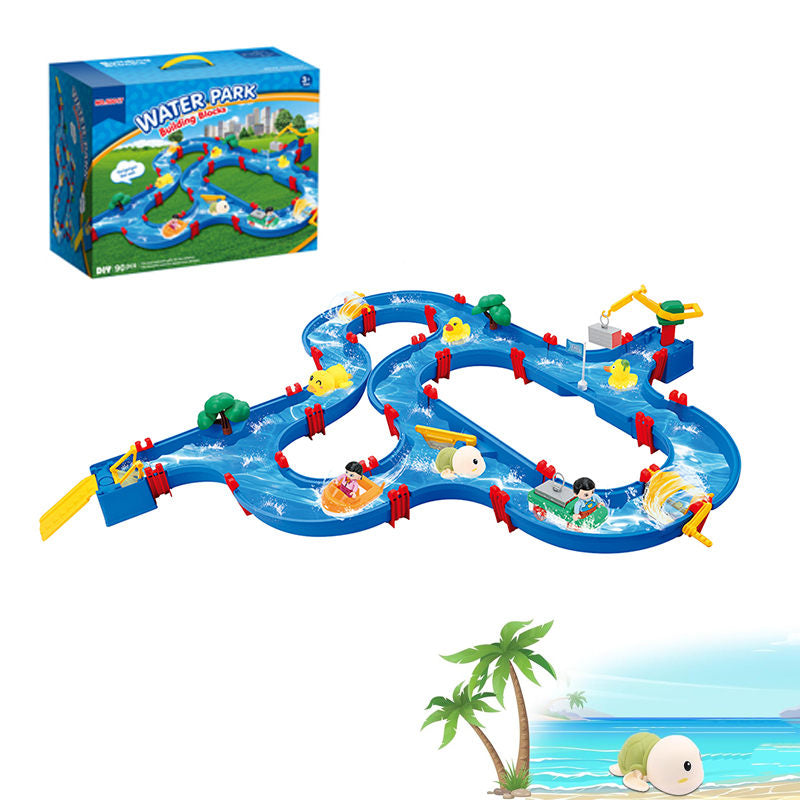 OPPCARE Outdoor Water Table Toy for Kids 90Pcs DIY Table Beach Toy for Backyard Lawn Pool Water Park Playset 50017