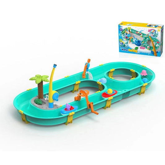 OPPCARE Water Table Toys Outdoor Water Park Playset with 2 Boats and Fishing Feature for Kids Summer Beach Play 4201