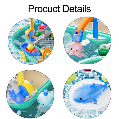 OPPCARE 2 IN 1 Water Table Toys Water Park Surfing Adventure Set Kids Fishing Water Toys Outdoor Beach Play 4202