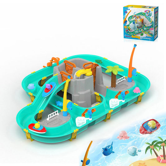 OPPCARE 57 pcs Water Table Toys Outdoor Water Park Playset with Fishing Feature for Kids Summer Beach Play 4204